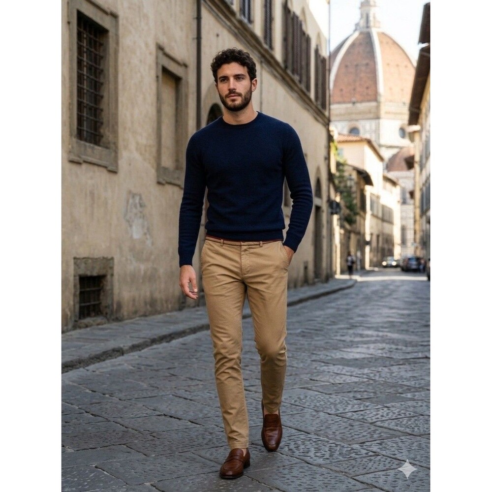 Gucci Mens Chino Pants US 32 Skinny Fit Tan Khaki Cotton Italy - Authenticated